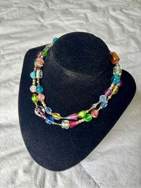 Vintage lampwork beaded necklace.